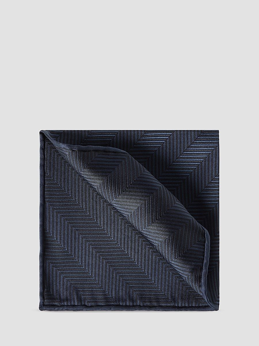 Men's Silk Chevron Pocket Square - Blue