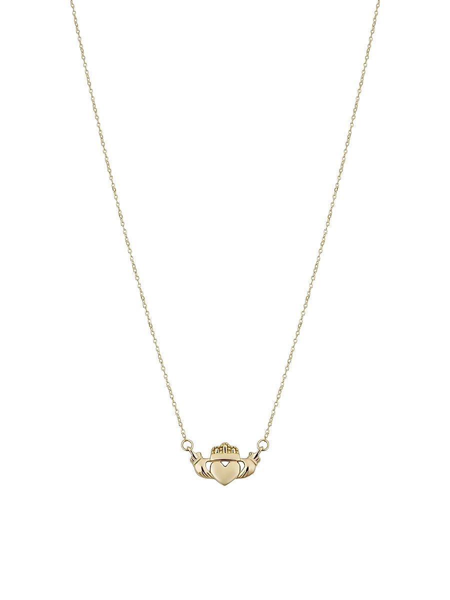 Women's 14K Yellow Gold Claddagh Pendant Necklace - Yellow Gold