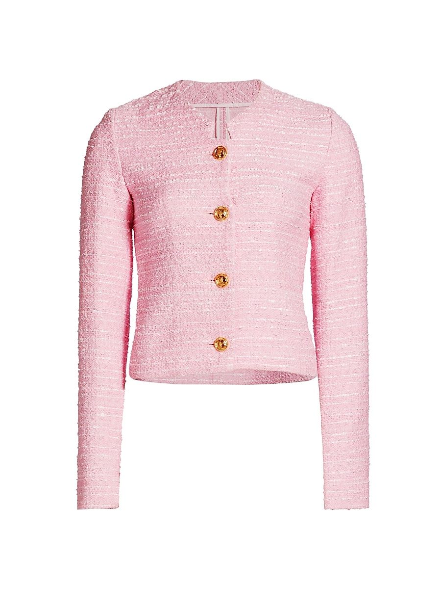Giambattista Valli Women's Cotton-Blend Bouclé Jacket - Quartz Rose - Size 2