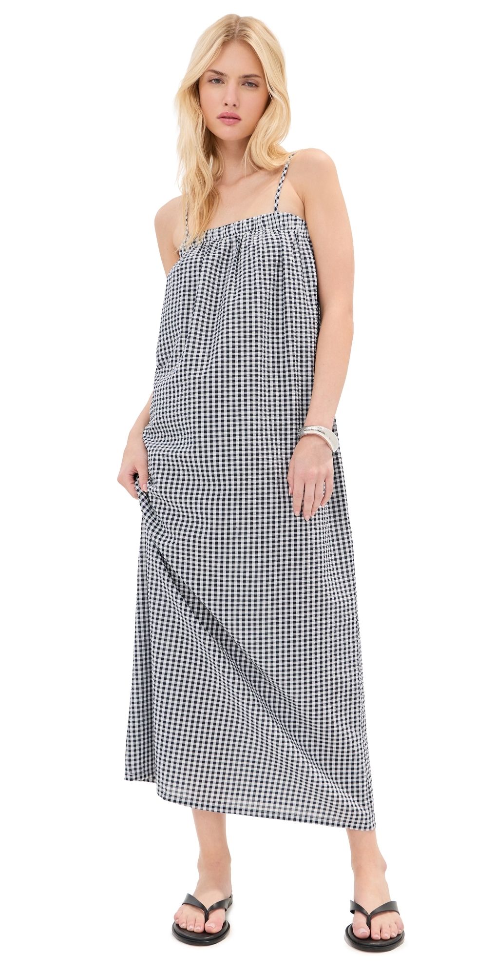 LE BOP Camille Maxi Dress Navy Check XS