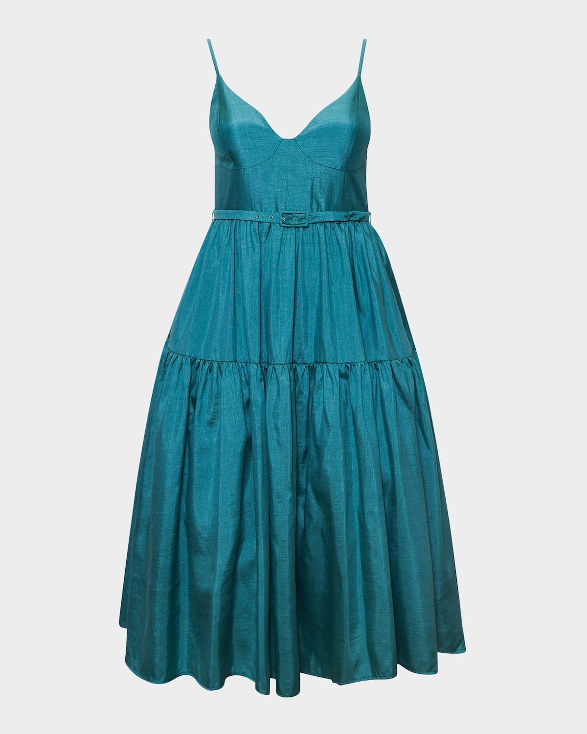 Atherton Belted Fit-&-Flare Midi Dress