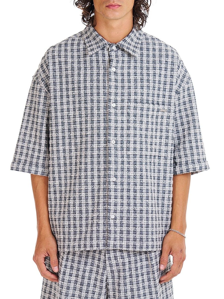 Men's Jacquard Cropped Shirt - Blackwhite Jacquard - Size XXL