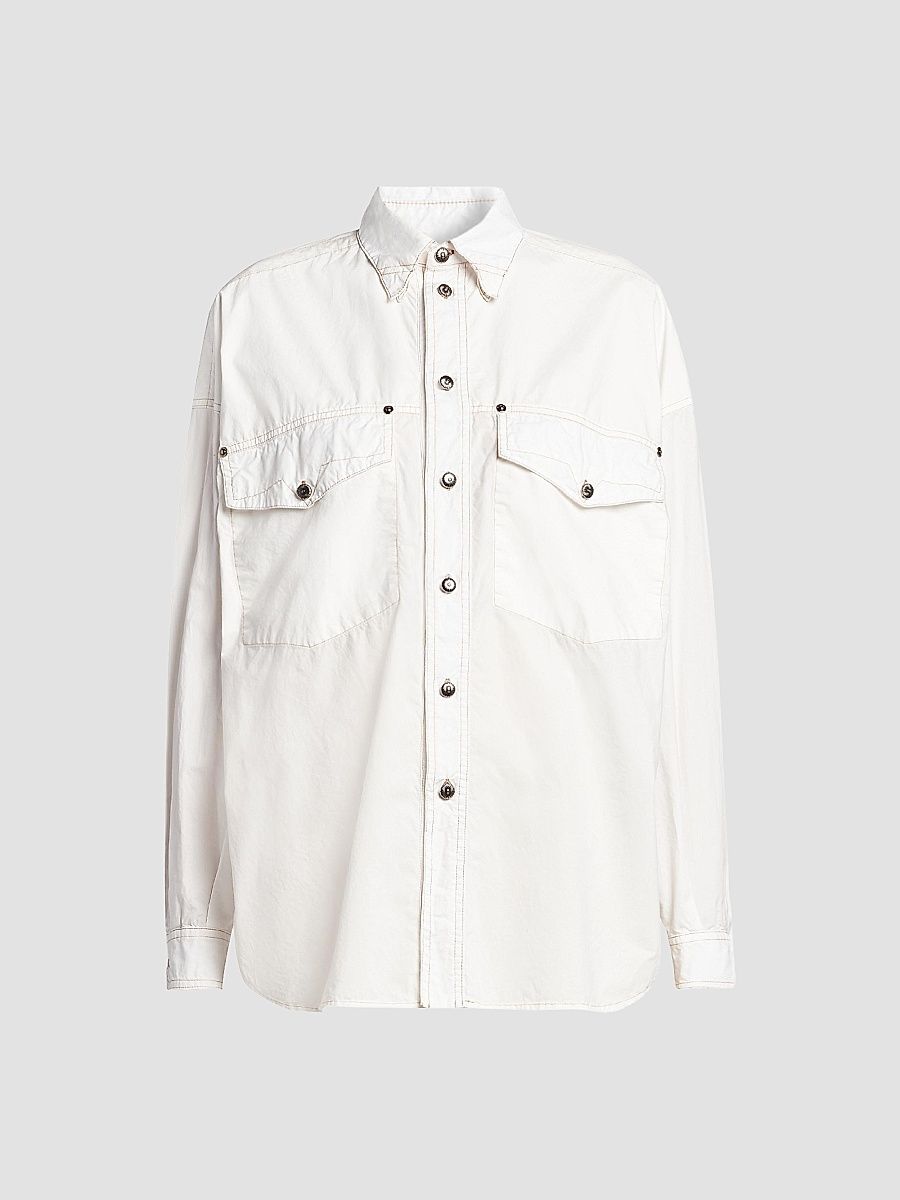 Women's La Vacanza Cotton Poplin Utility Shirt - White - Size 2
