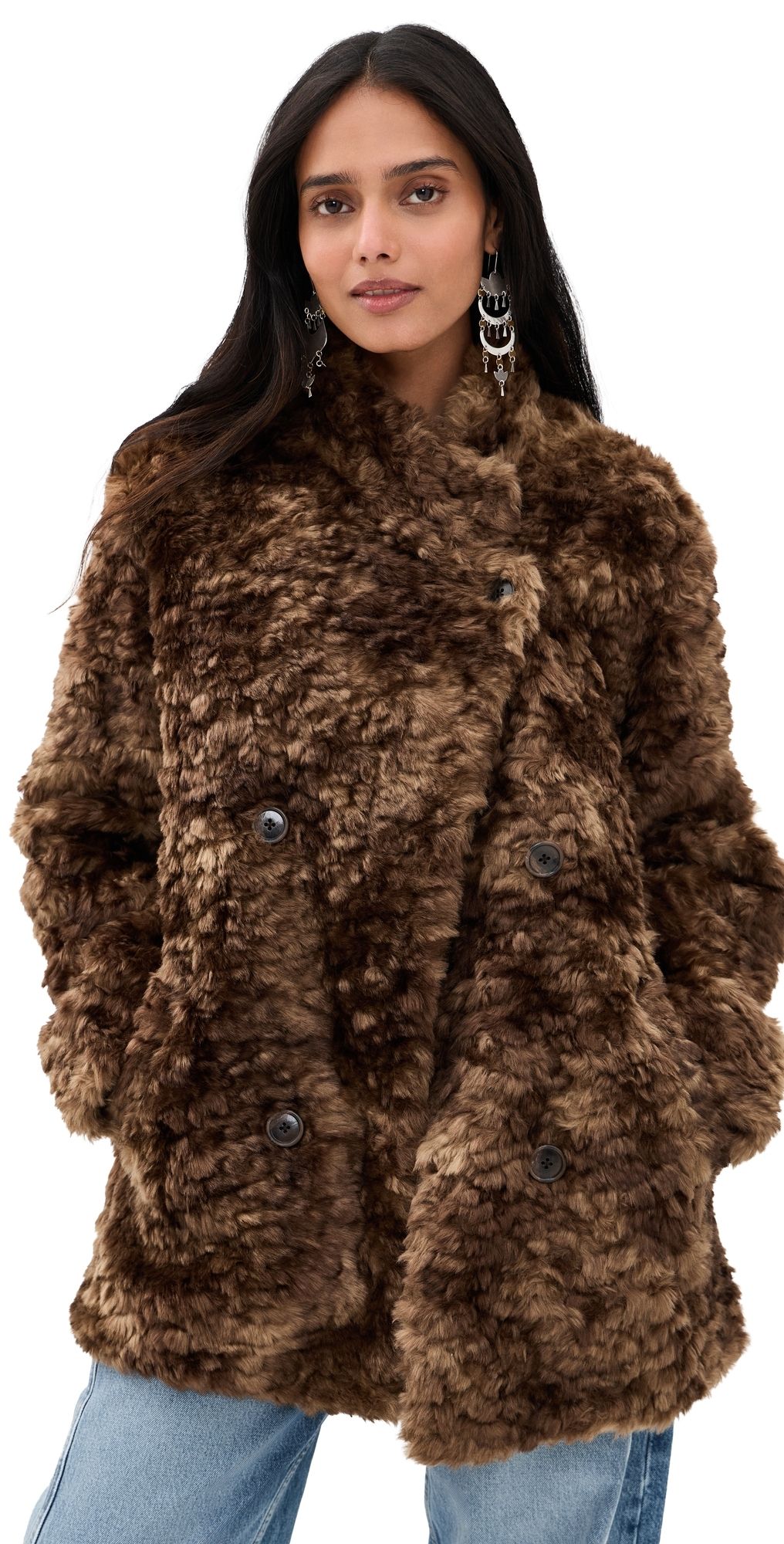 Isabel Marant Étoile Faux Fur Jya Coat Brown 34