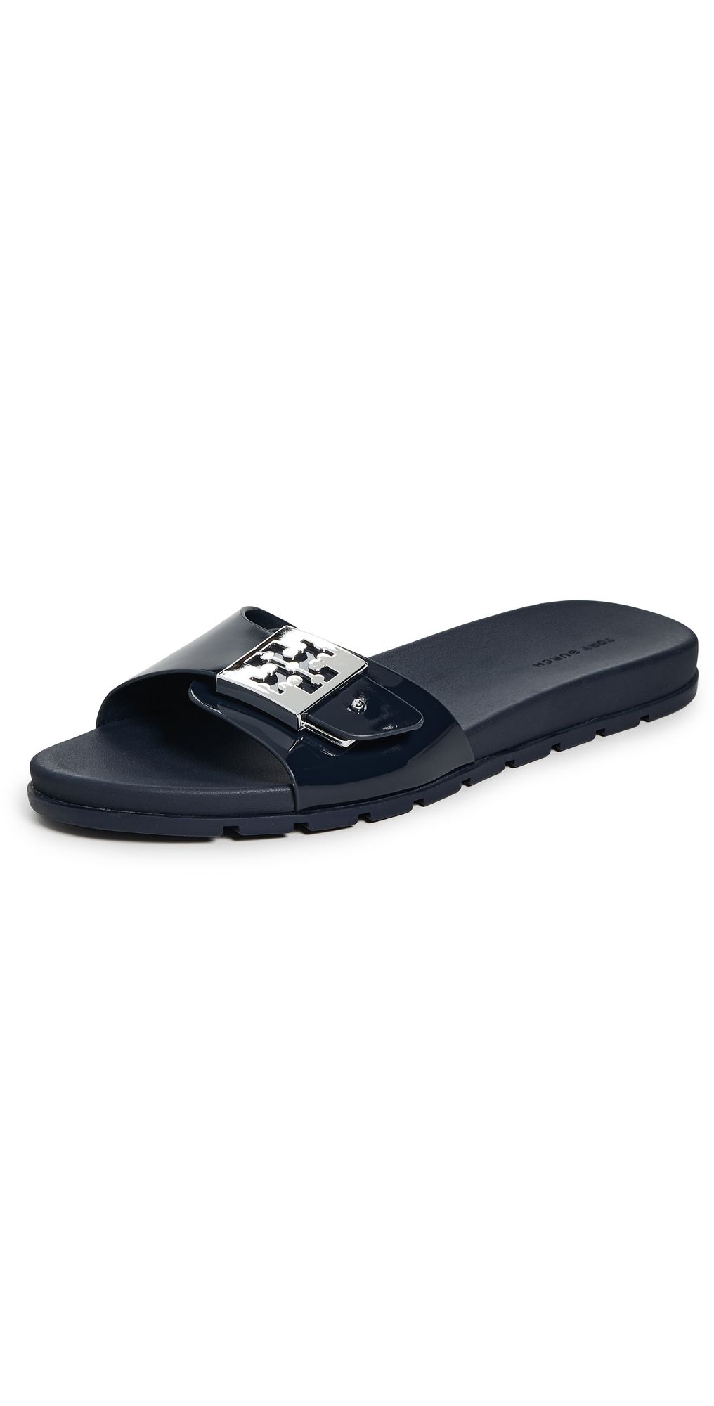 Tory Burch Buckle Slides New Navy/Silver 11