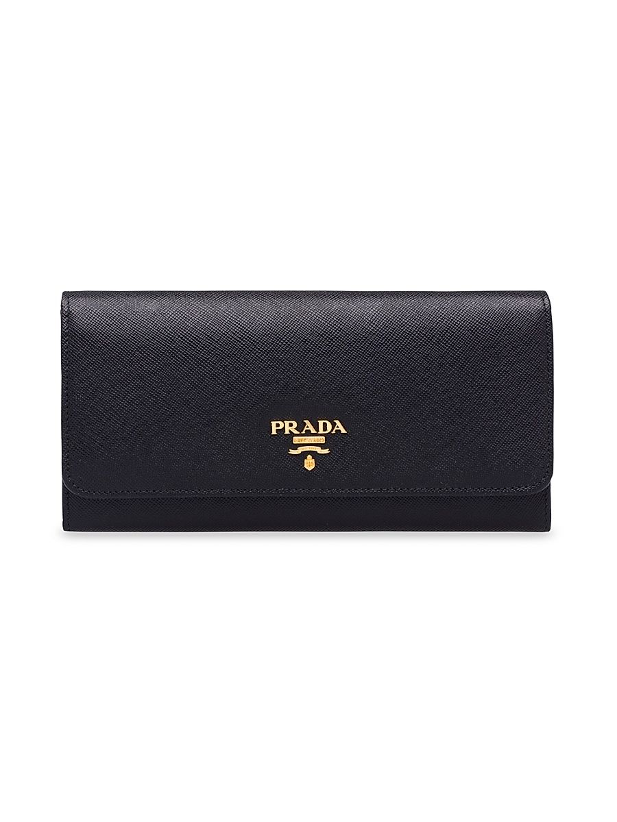 Women's Large Saffiano Leather Wallet - Black
