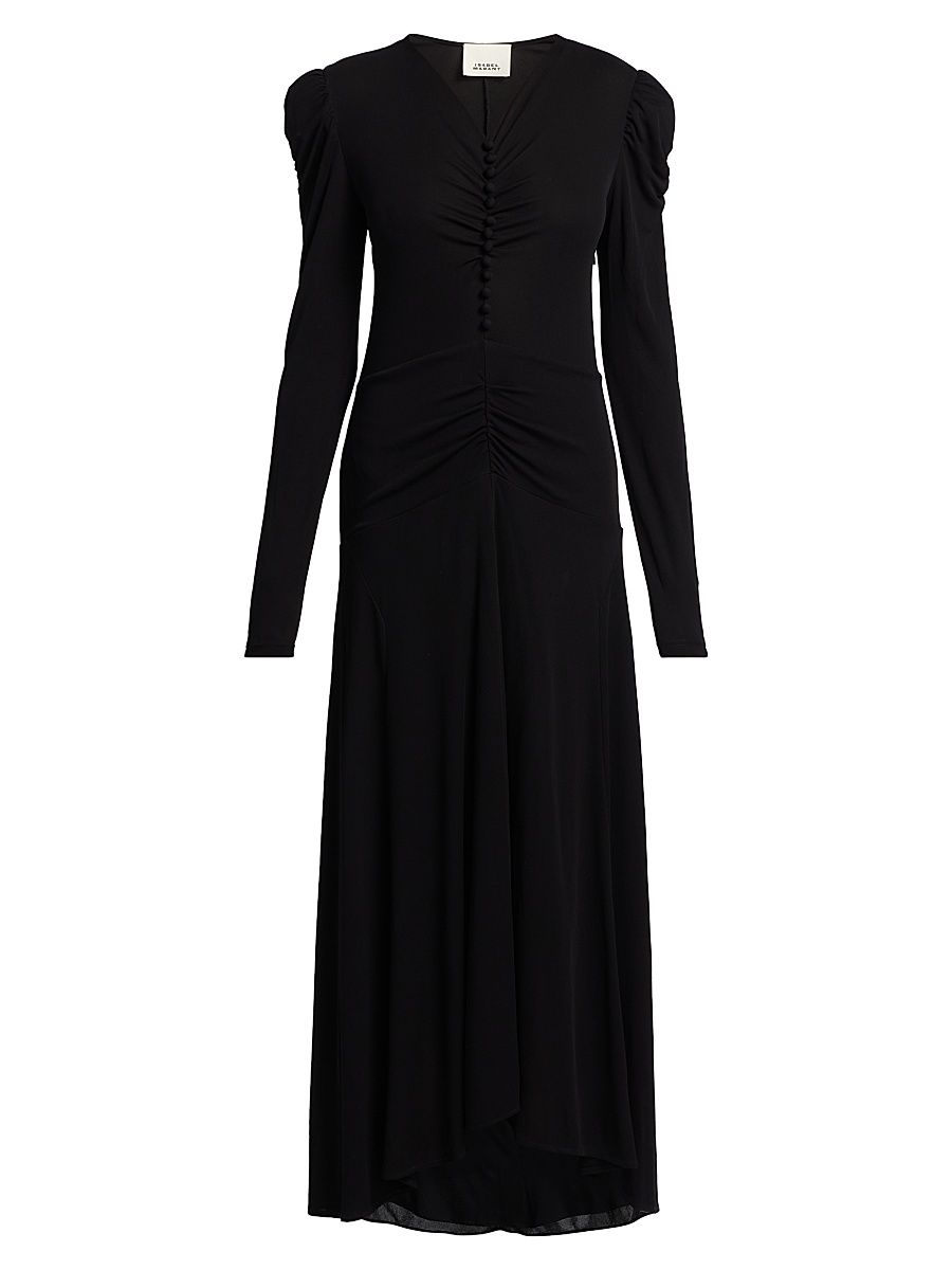Women's Nejma Ruched Puff-Sleeve Maxi Dress - Black - Size 2