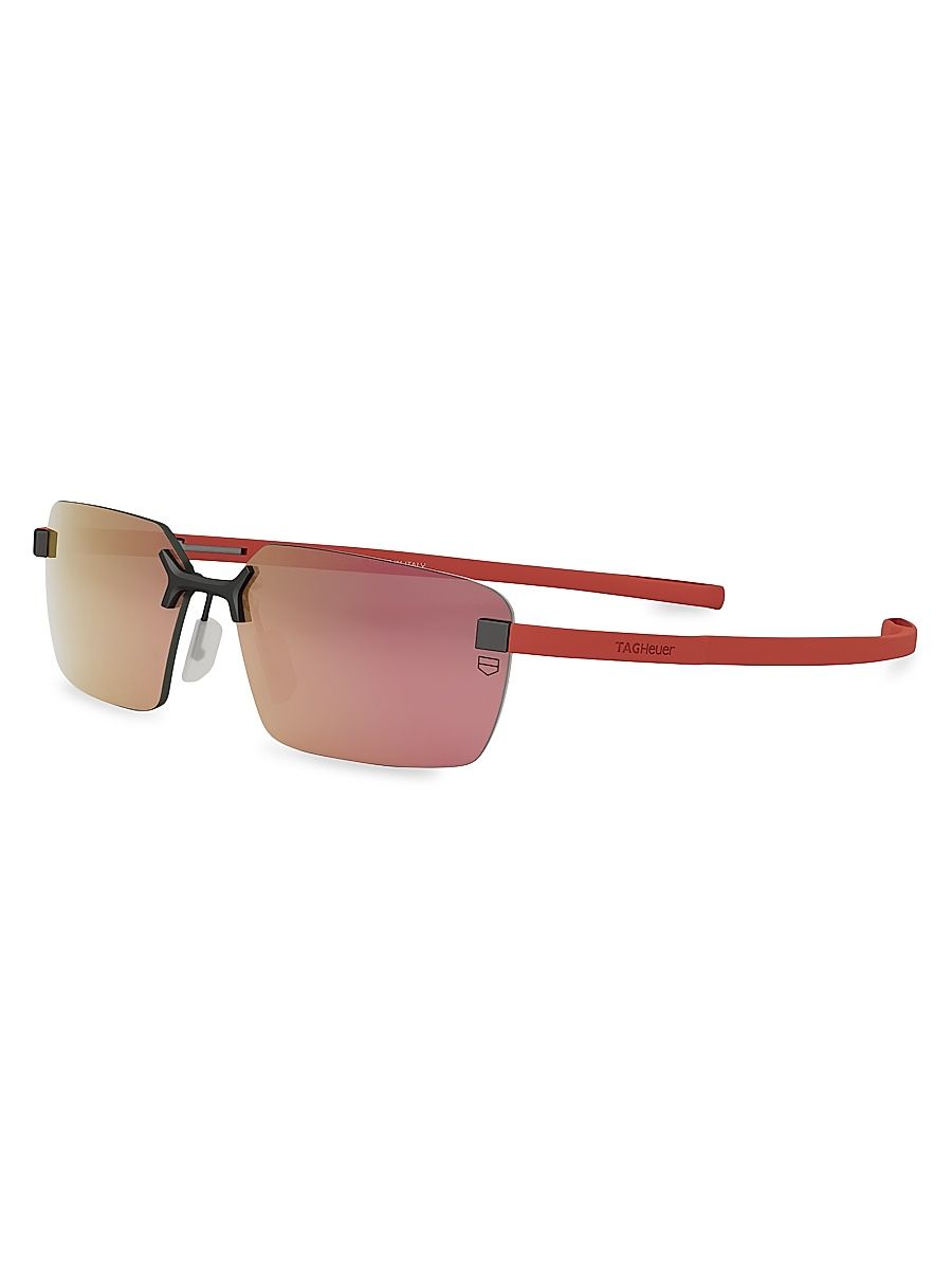 Men's Flex 60MM Rectangular Sunglasses - Red