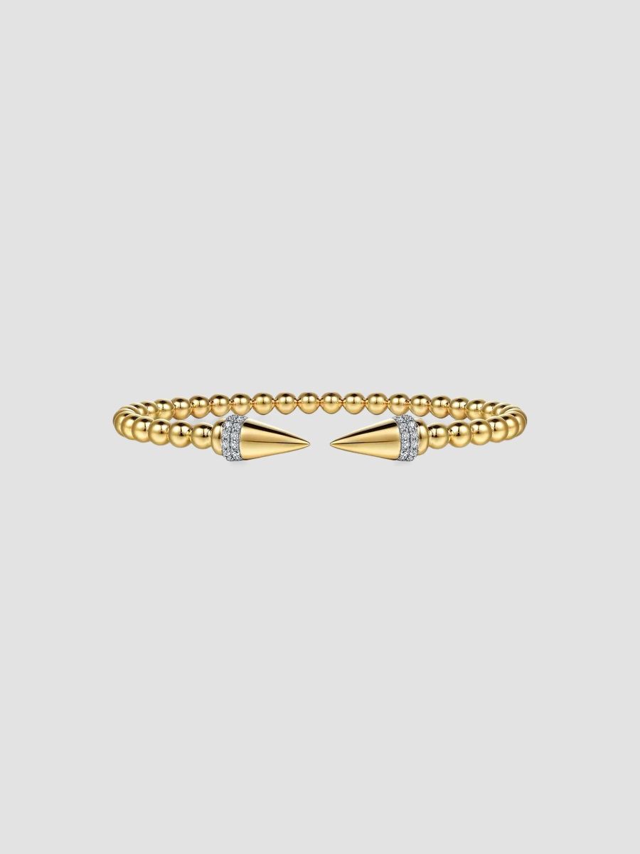 Gabriel & Co Women's Bujukan 14K Yellow Gold & 0.20 TCW Diamond Beaded Cuff - Gold - Size 5.75