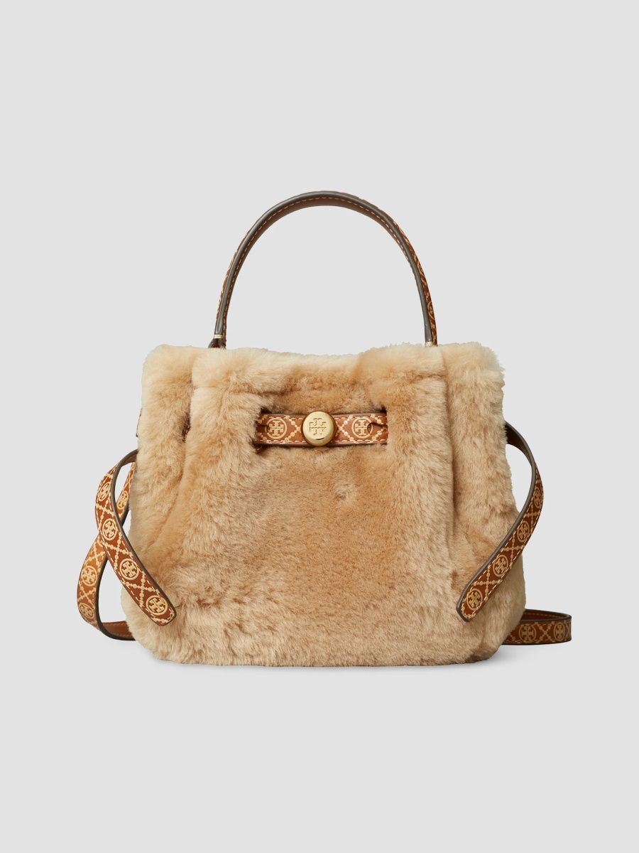 Tory Burch Women's Romy Shearling Mini Bucket Bag - Teddy