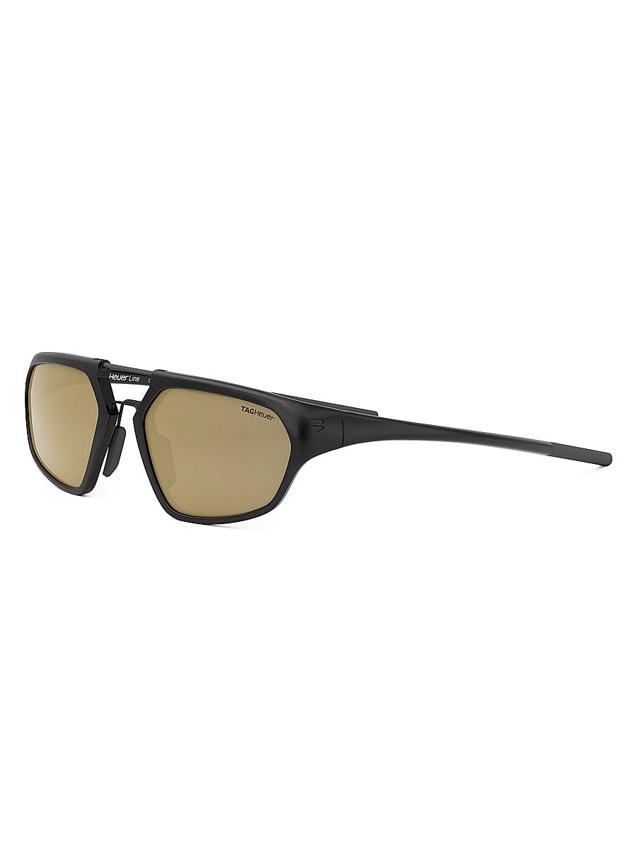 Men's Line 55MM Geometric Sunglasses - Light Brown Black
