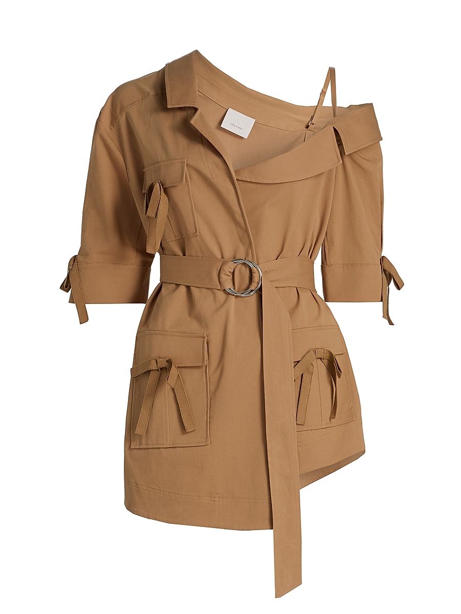Women's Saige Belted Cotton Twill Jacket - Sandalwood - Size 0