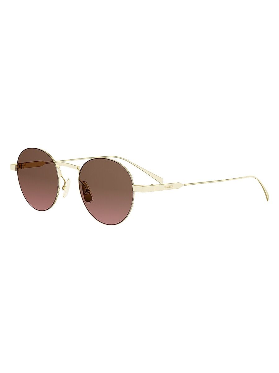 Women's Metal 49MM Round Sunglasses - Gold Gradient Brown