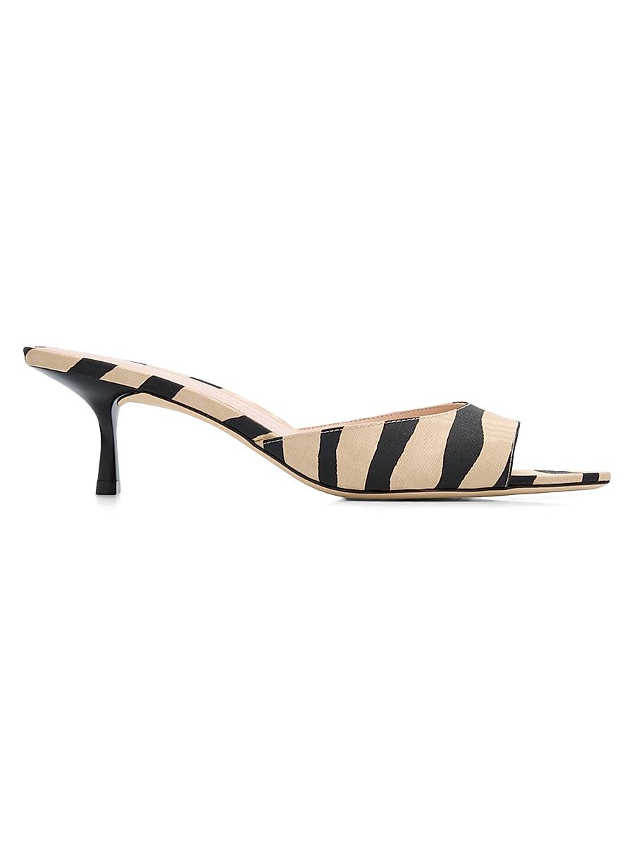 Women's Lexington 50MM Zebra-Print Mules - Cream Smoke - Size 5.5