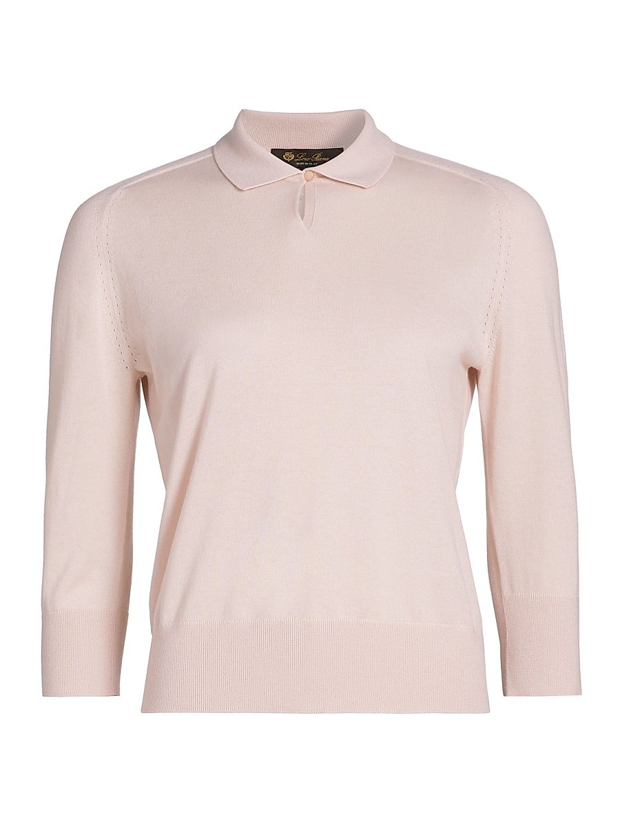 Women's Neo Piuma Cashmere Polo Shirt - Soft Pinkish - Size 4