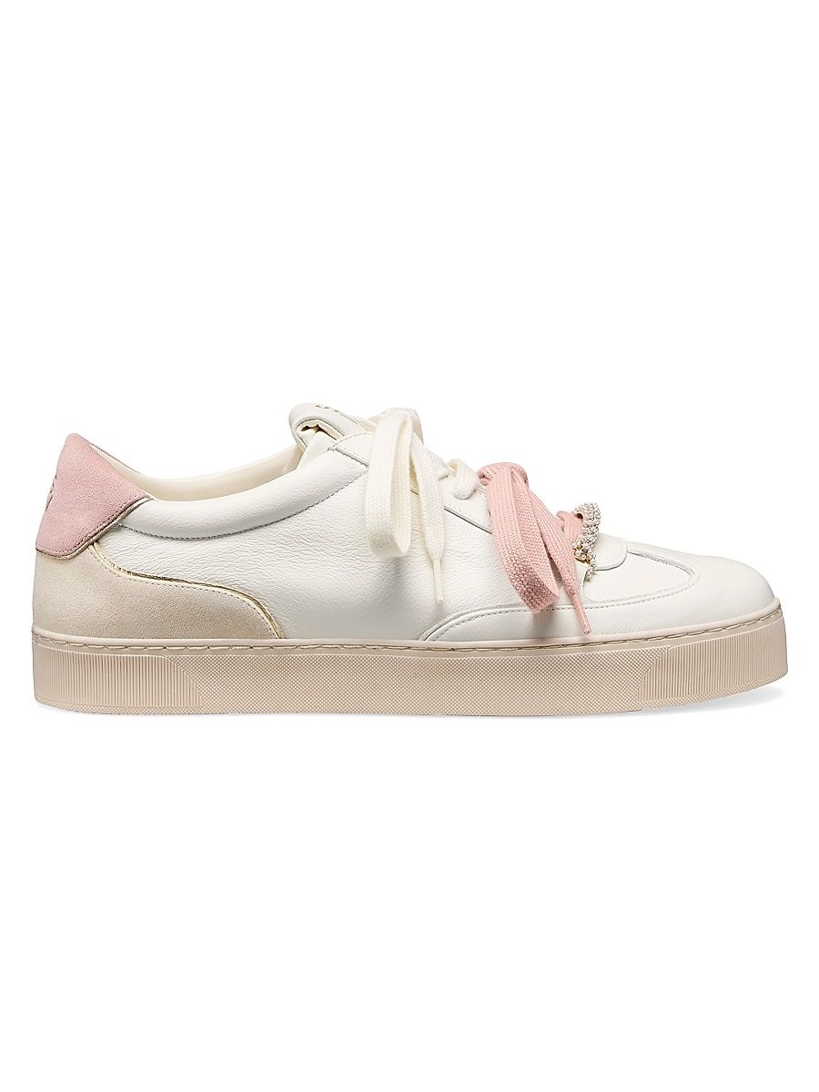 Women's Colton Embellished Leather Low-Top Sneakers - Cream Linen Ballet - Size 9.5
