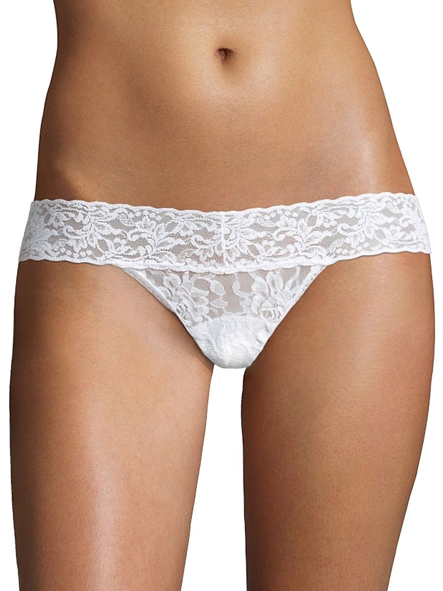 Women's Signature Lace Low-Rise Thong - White