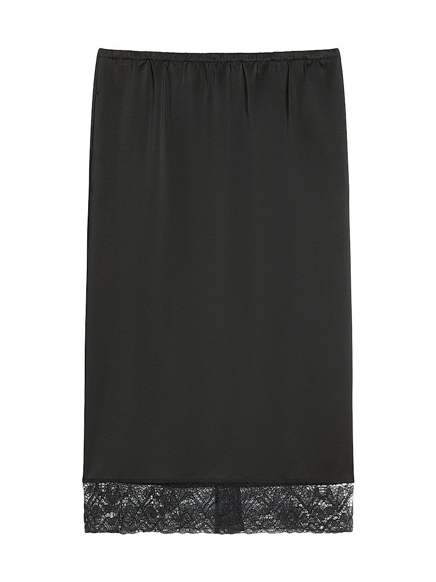 Women's Washed Satin Skirt - Black - Size 16