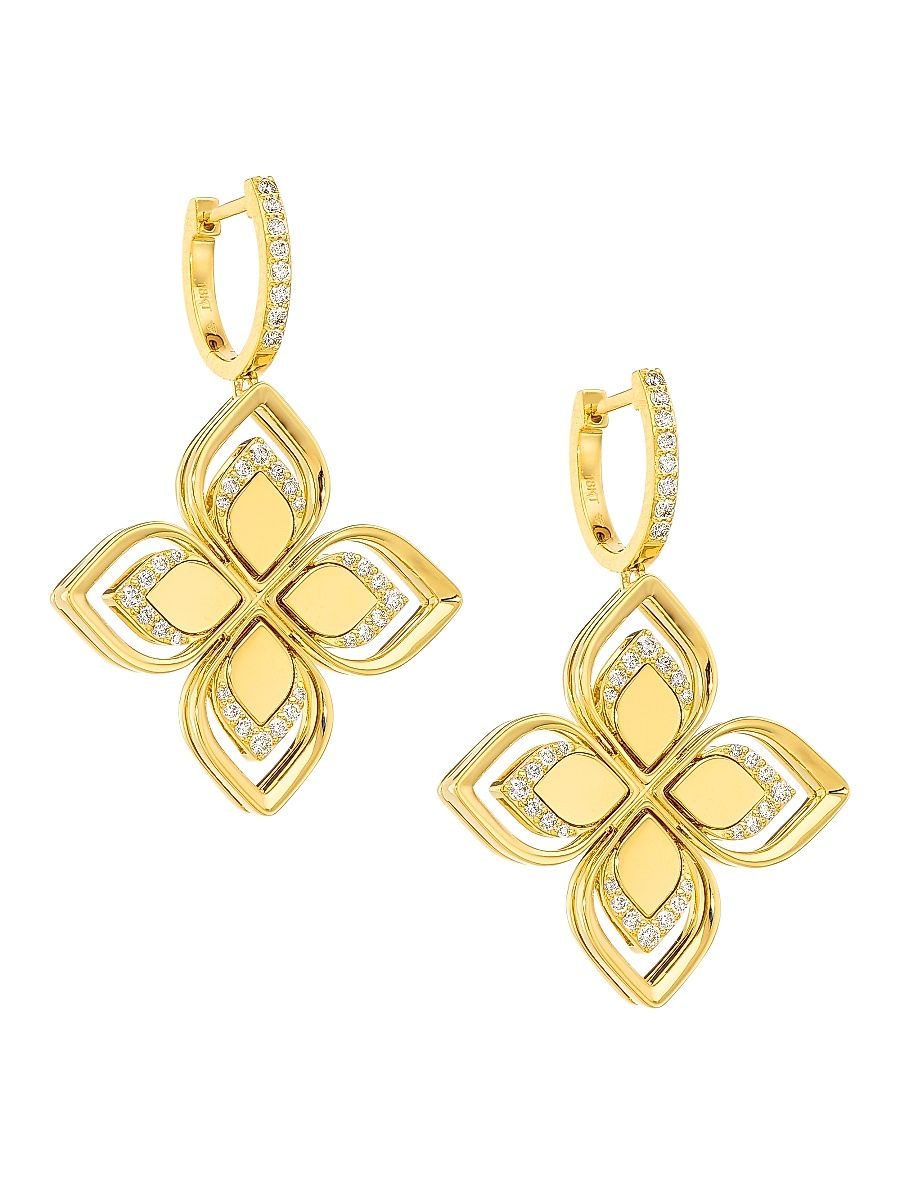 Women's Venetian Princess 18K Yellow Gold & 0.5 TCW Diamond Large Flower Drop Earrings - Gold