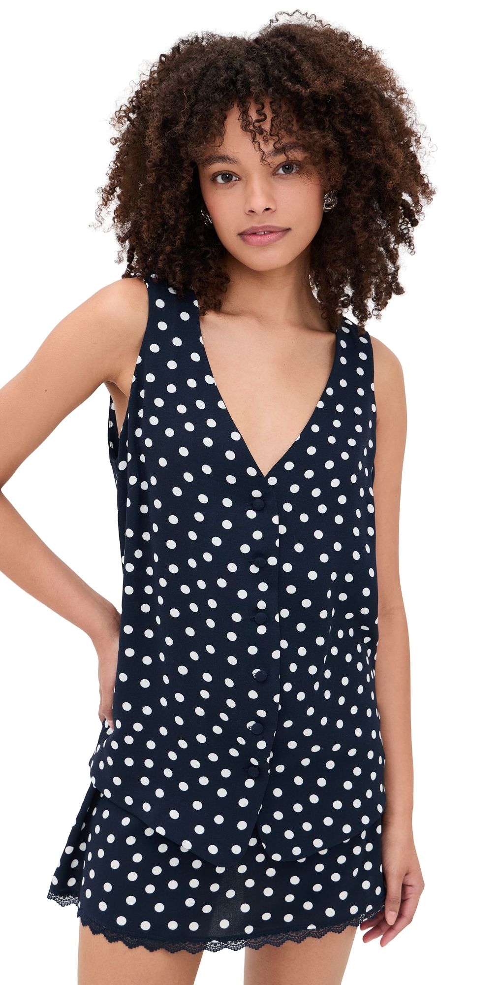 Show Me Your Mumu Bridgette Vest Navy Polka Dot M