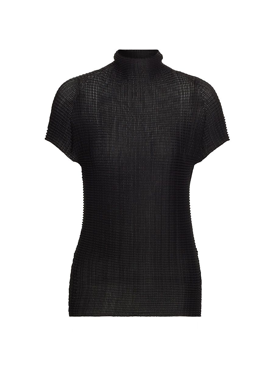 Women's Grasping The Formless Wooly Pleats Knit Blouse - Black - Size XS