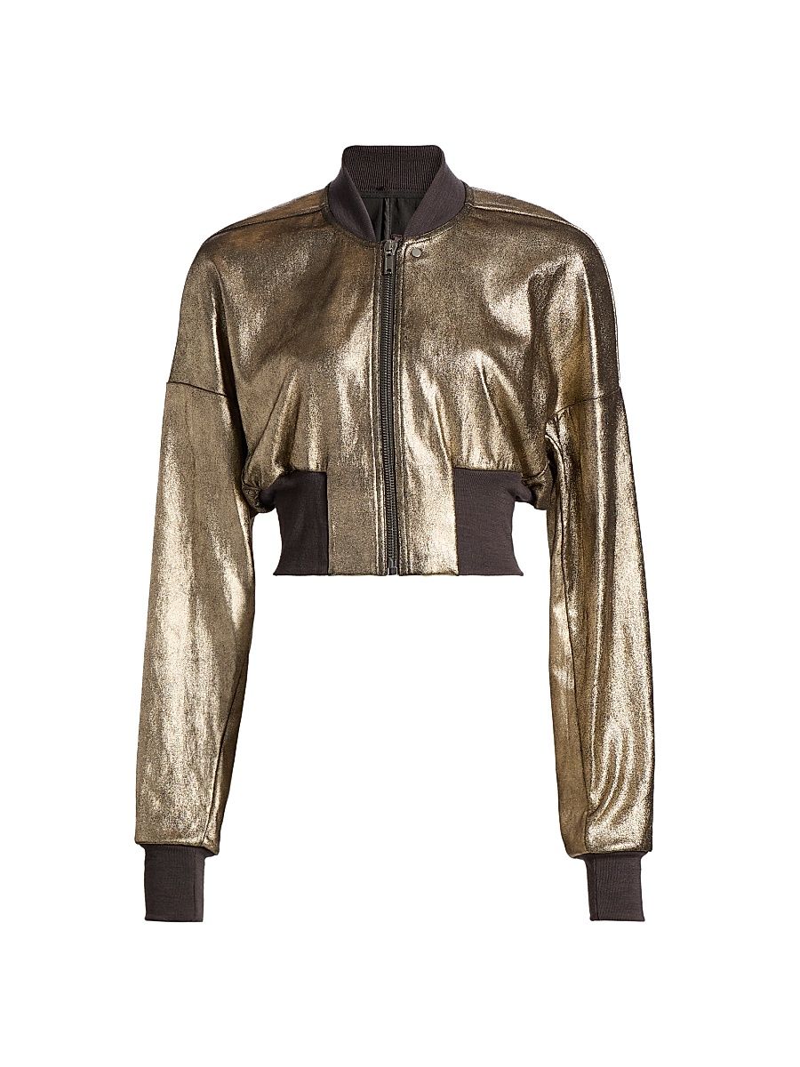 Women's Flight Metallic Leather & Cotton-Blend Crop Jacket - Gold - Size 6