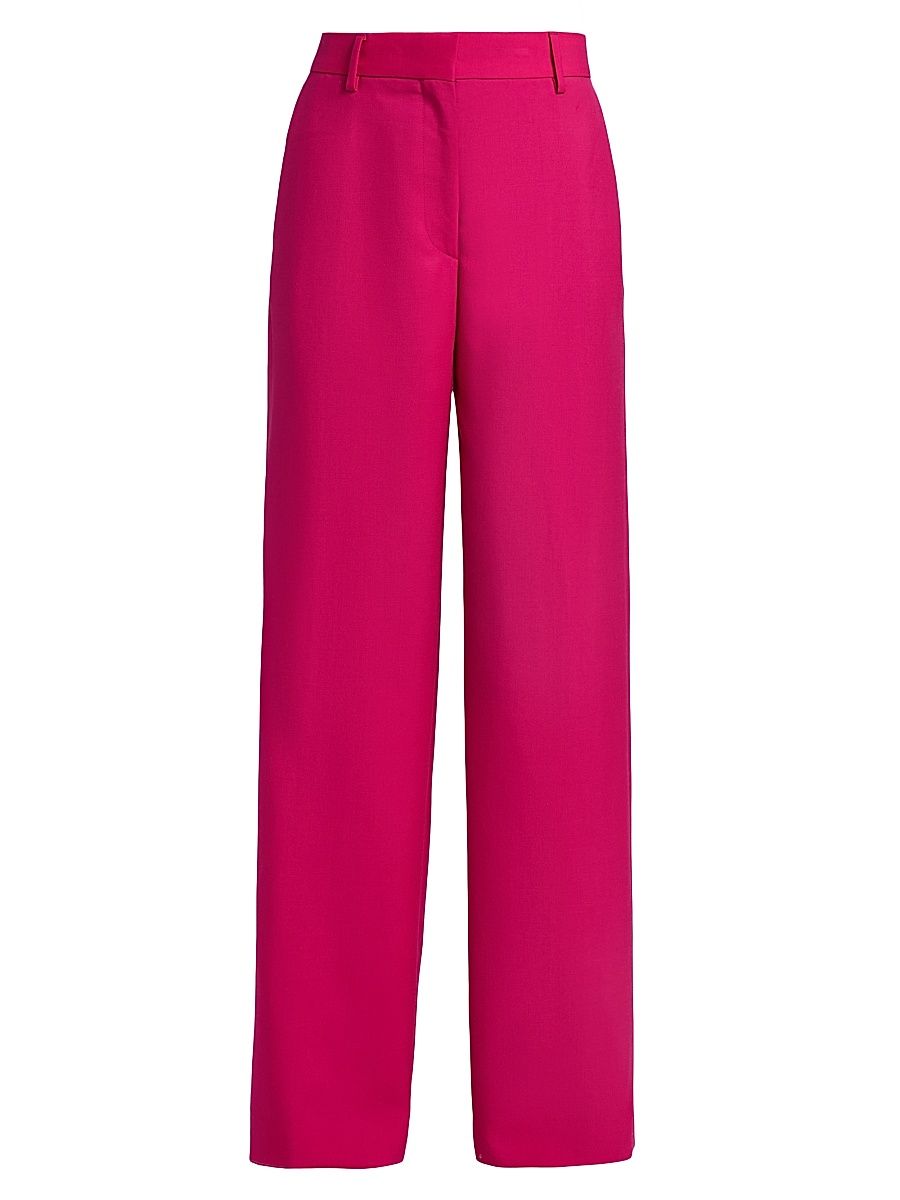 Women's Paxy Wool Straight-Leg Pants - Fuchsia - Size 8