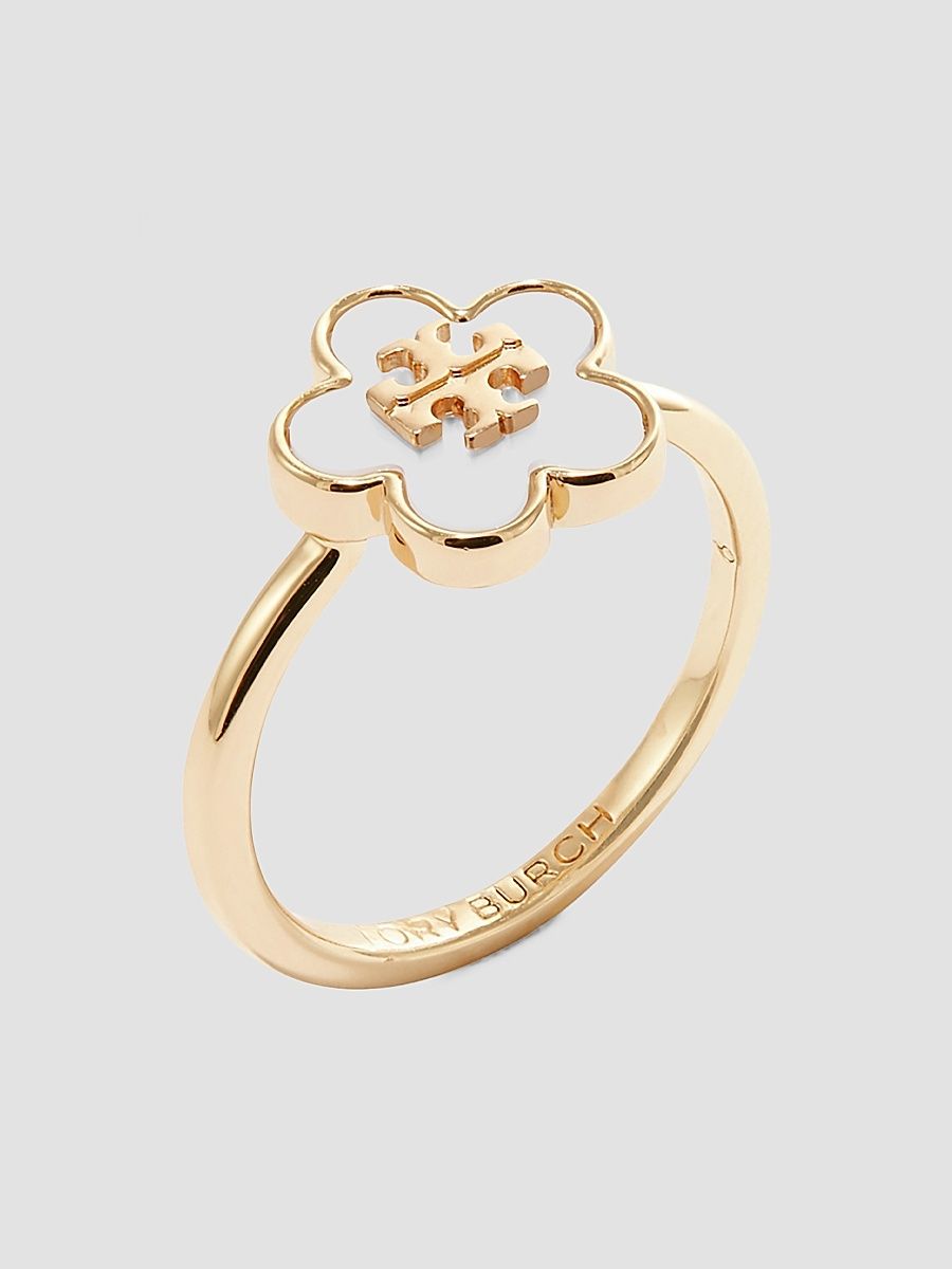 Women's Forget Me Not 18K-Gold-Plated & Mother-Of-Pearl Ring - Tory Gold Ivory - Size 7