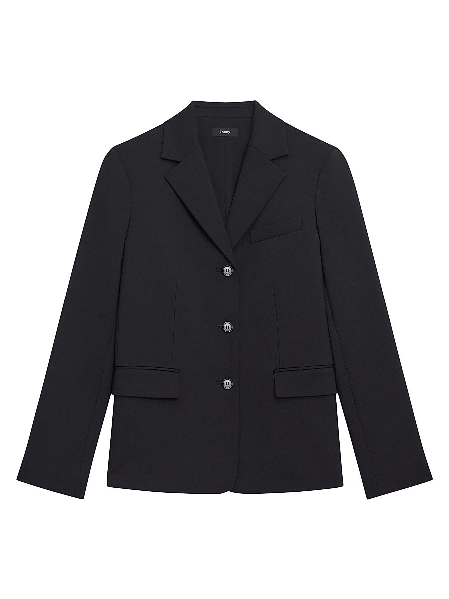Women's Three-Button Tailored Jacket - Black - Size 4