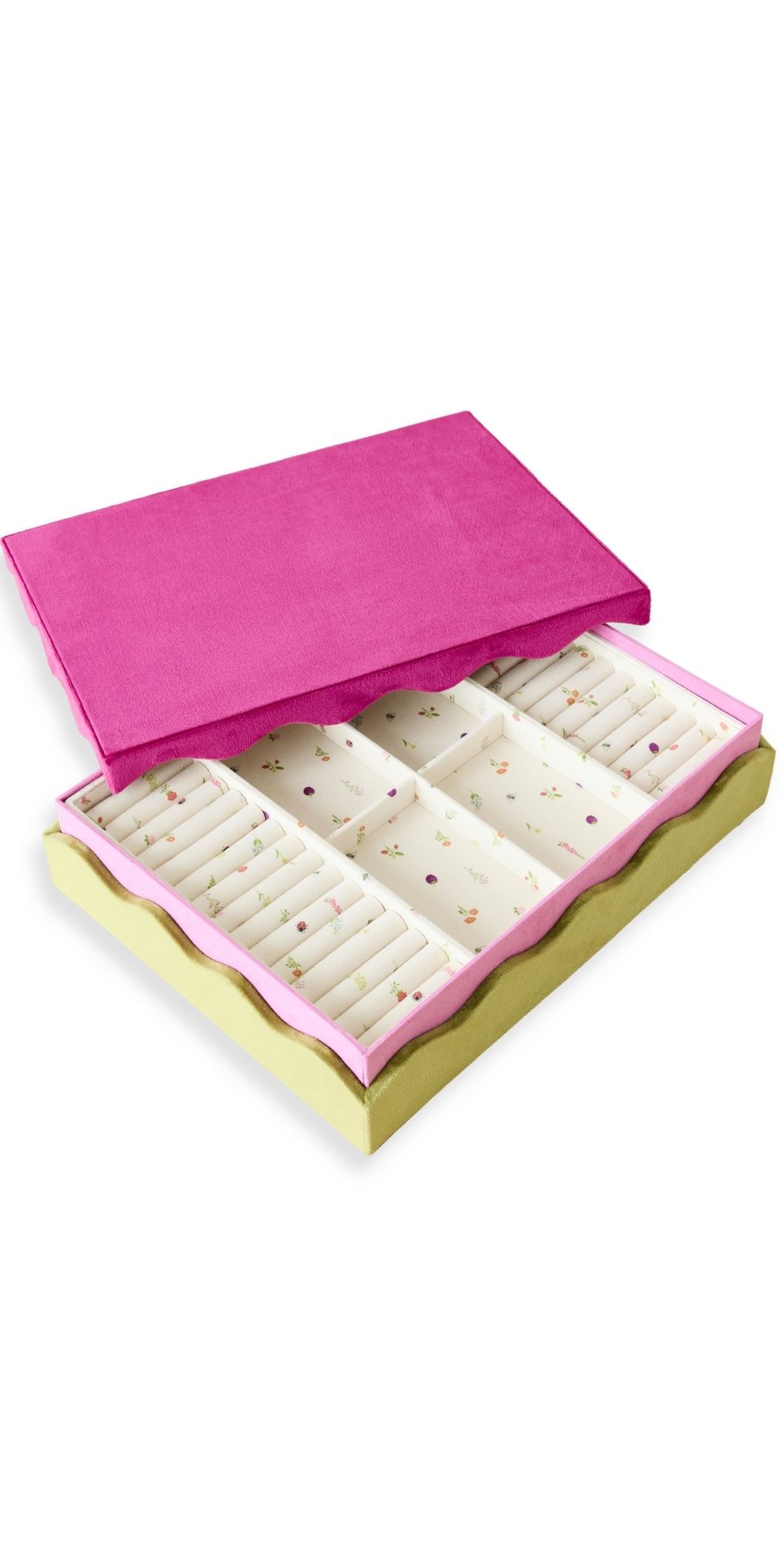 Ariel Gordon Jewelry Scalloped Floret Jewelry Box Pink/Green/Floral One Size