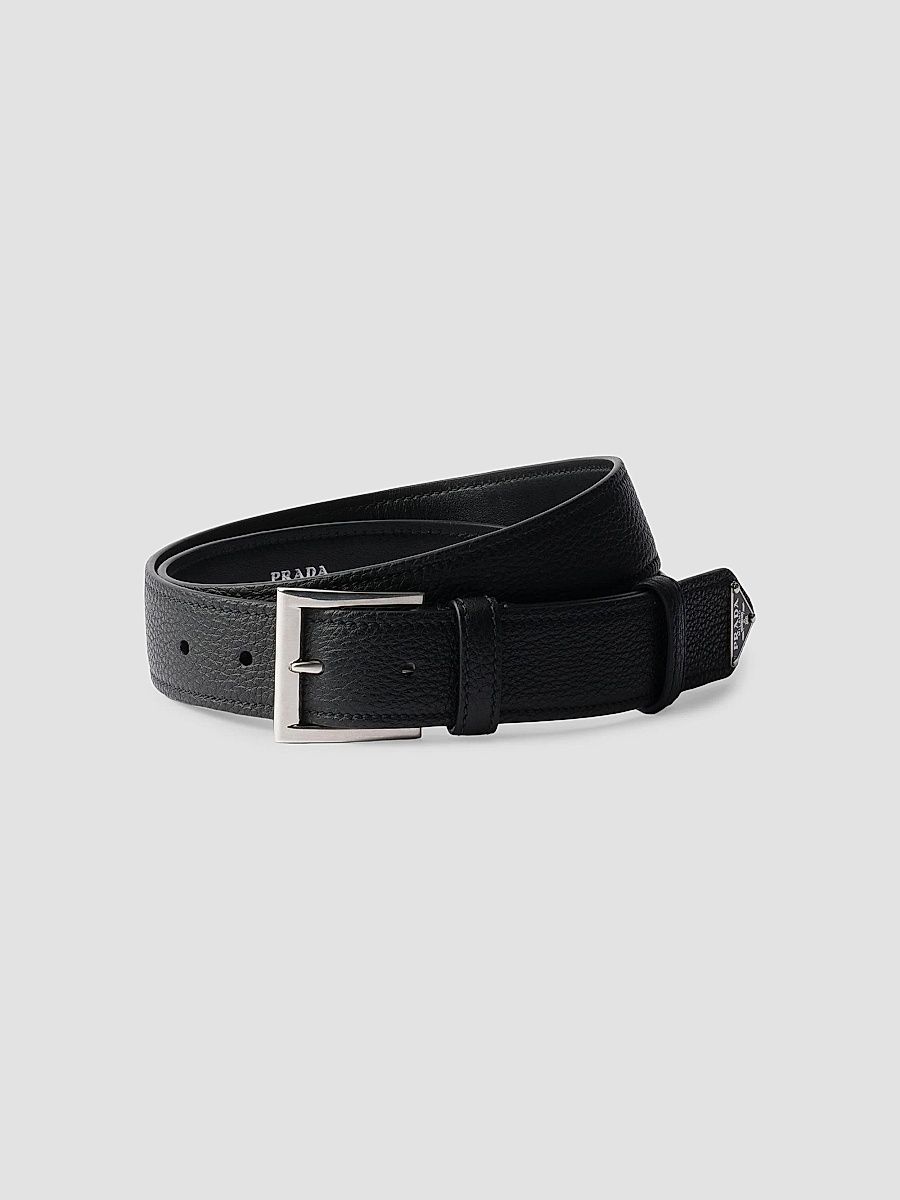 Prada Men's Leather Belt - Black - Size 28