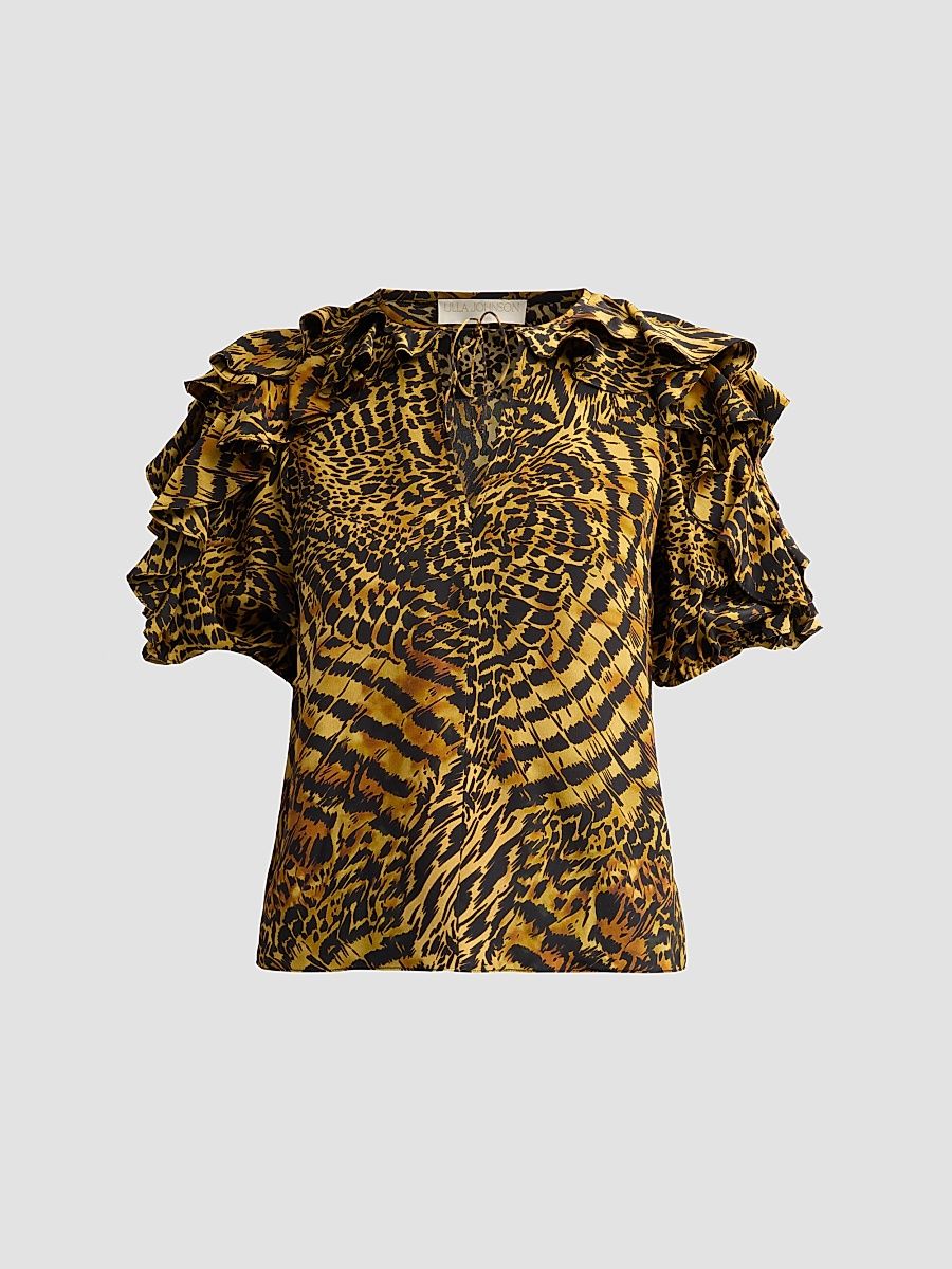 Women's Josephine Animal-Print Silk Top - Wren - Size 2