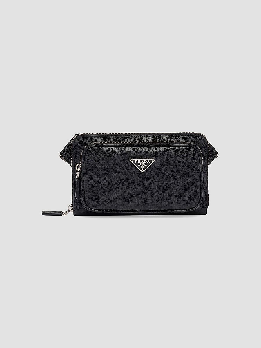 Prada Men's Saffiano Leather Belt Bag - Black