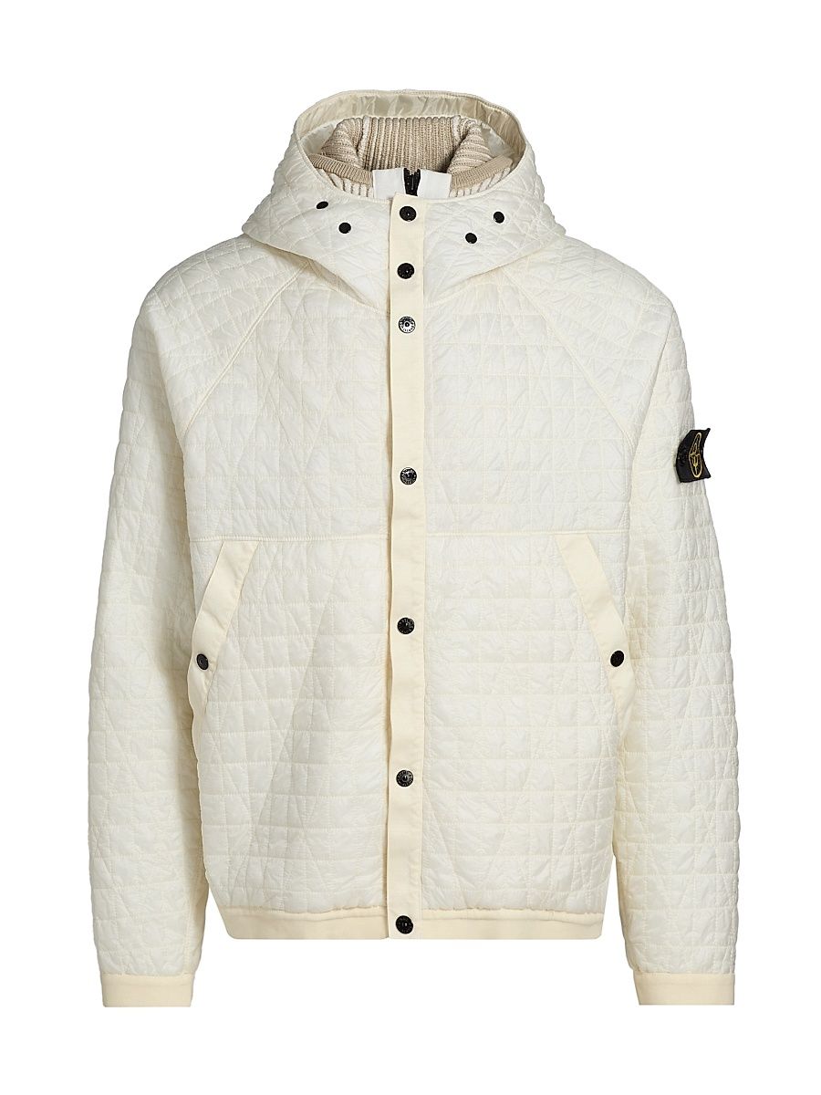 Men's Nylon Bomber Jacket - Ivory - Size Medium