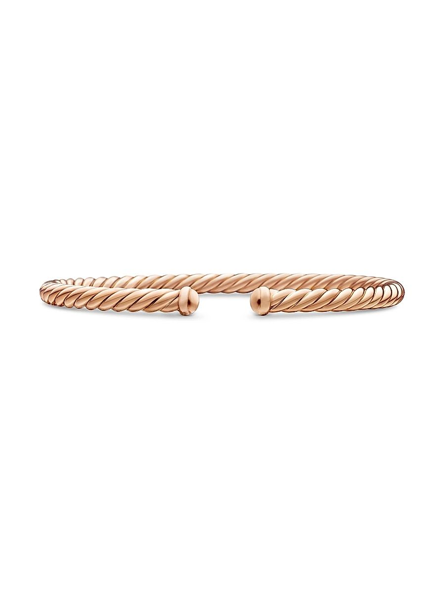 Women's Modern Cablespira Bracelet in 18K Rose Gold, 4MM - Gold - Size Large