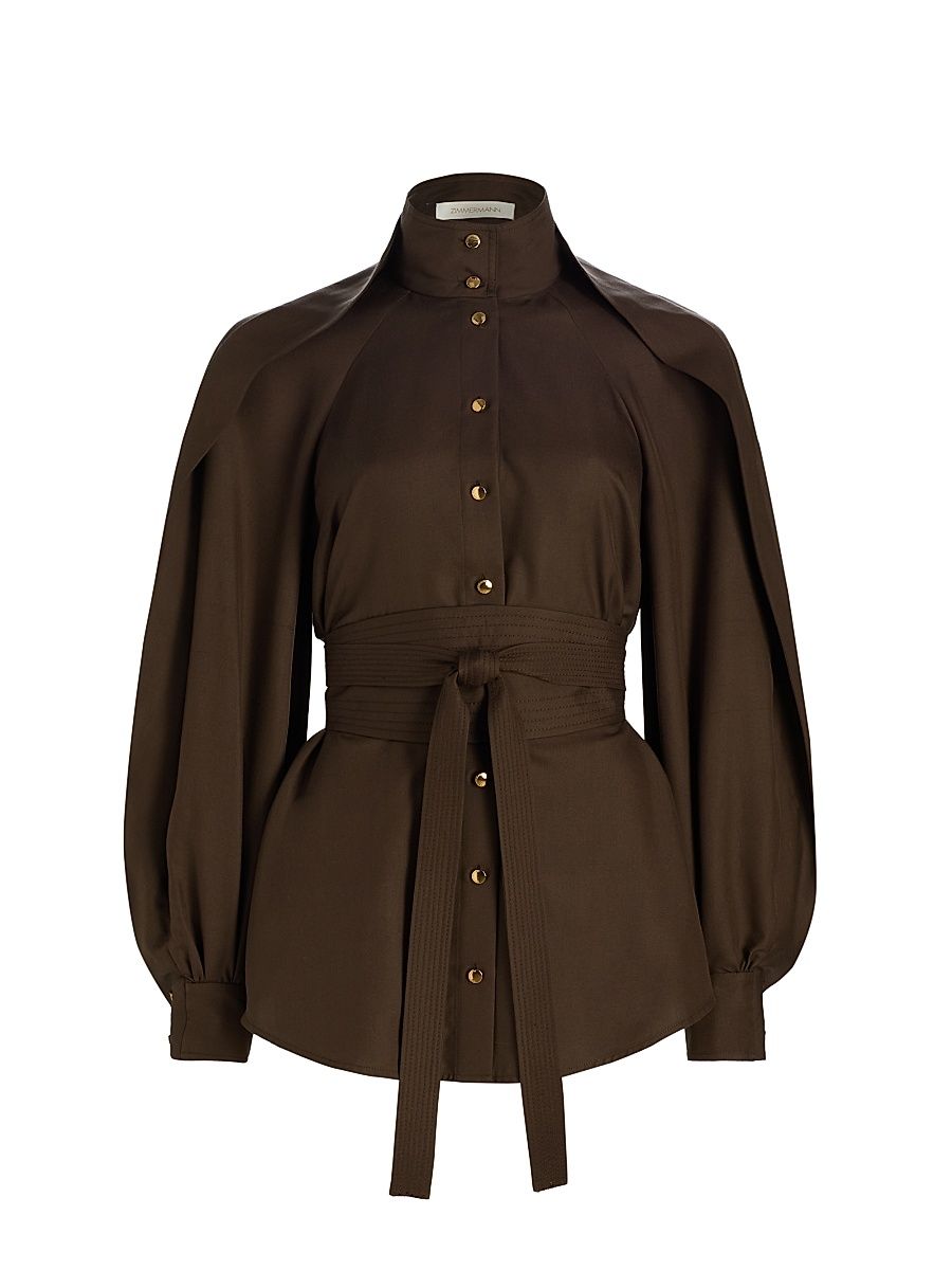 Women's Luna Obi Silk Tunic - Chocolate - Size 4