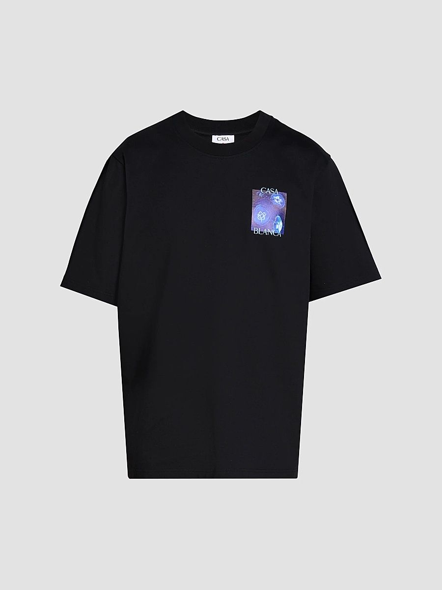 Men's Meduse Sportive Printed Cotton Crewneck T-Shirt - Black - Size XXL