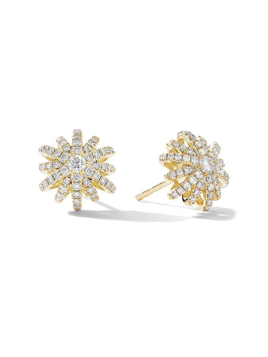 Women's Starburst Stud Earrings in 18K Yellow Gold with Diamonds, 11.7MM - Diamond