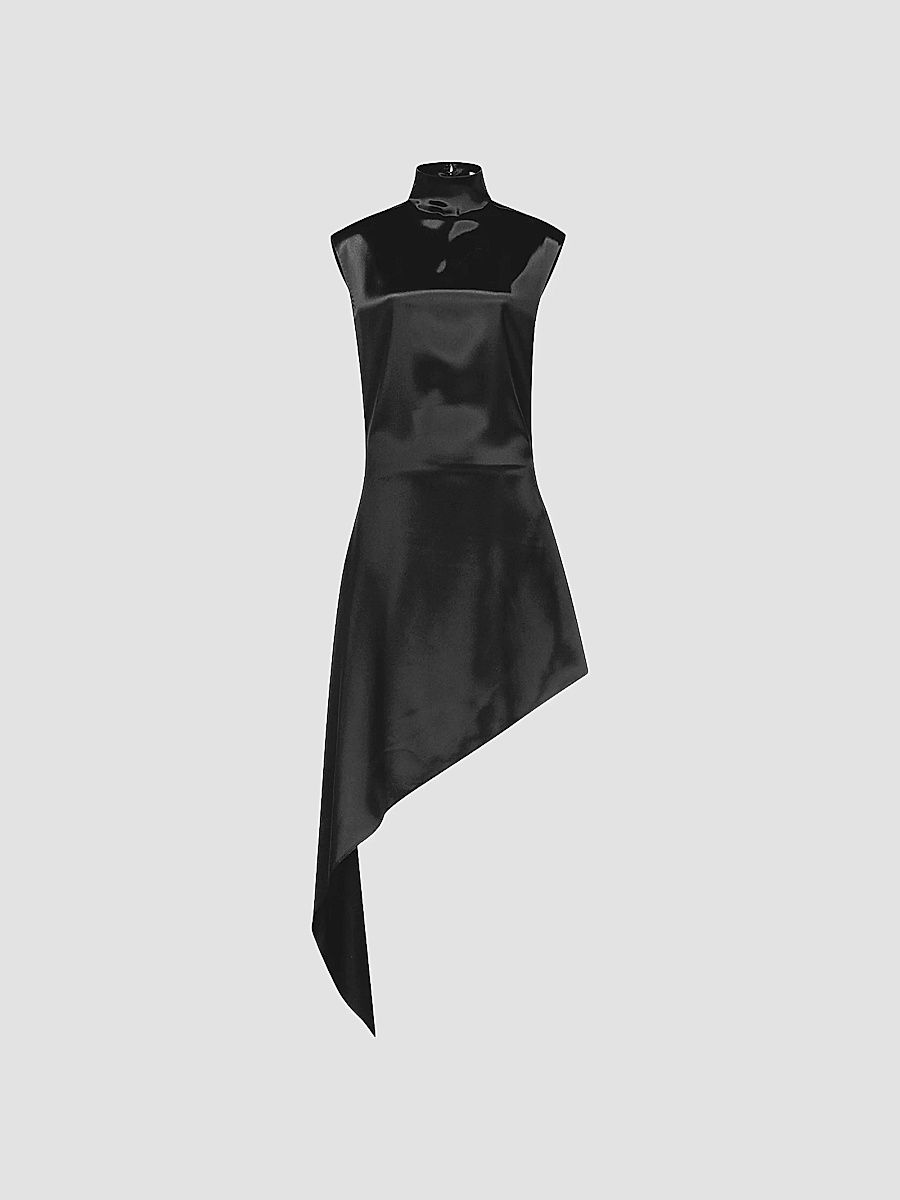 ALAÏA Women's Pointed Satin Minidress - Noir Alaia - Size 8