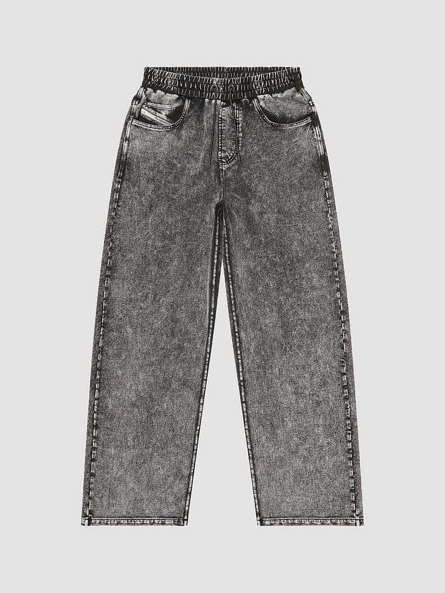 Men's Stuk Denim-Effect Pants - Black Denim - Size XXL