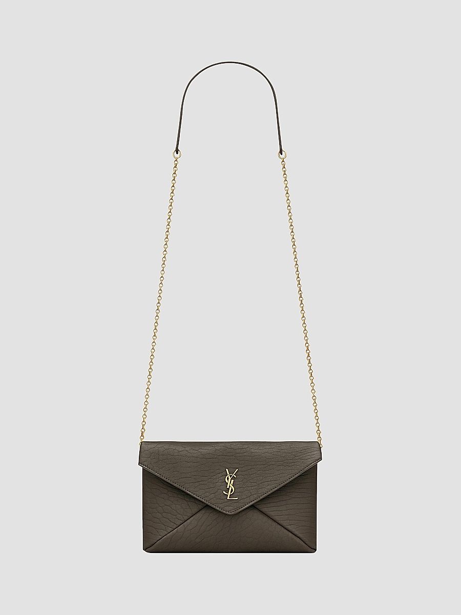 Saint Laurent Women's Cassandre Chain Pouch in Lambskin - Light Musk