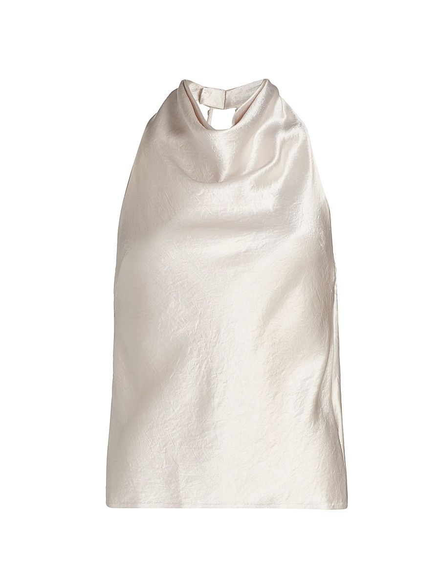 Women's Embellished Washed-Twill Halterneck Top - Oyster - Size 12