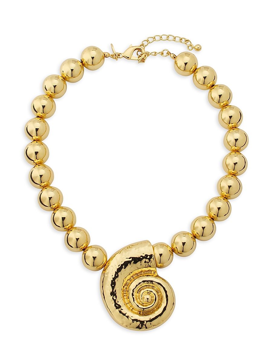 Women's Goldtone Beaded Seashell Pendant Necklace - Gold