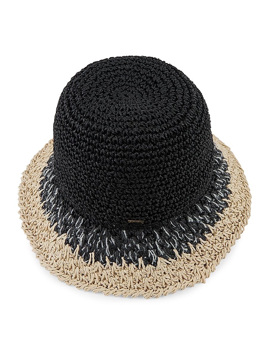 Women's Bailey Crochet Paper Bucket Hat - Black