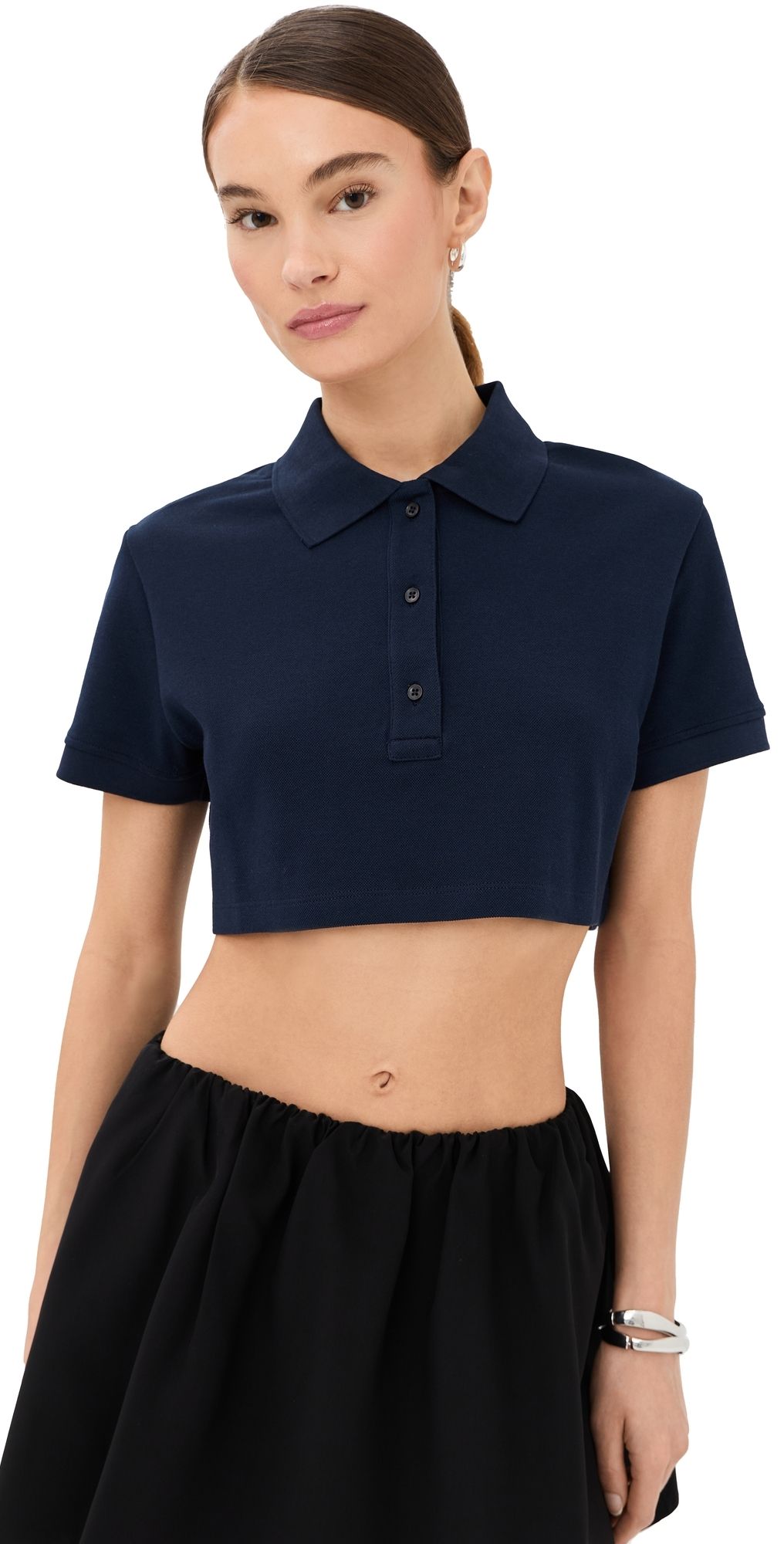 WARDROBE. NYC Crop Polo Top Navy XL