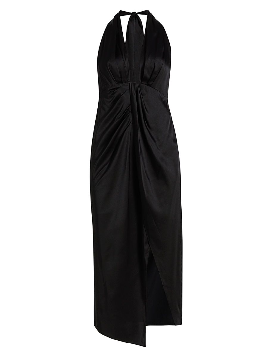 Women's Nan Draped Stretch Silk Dress - Black - Size 12