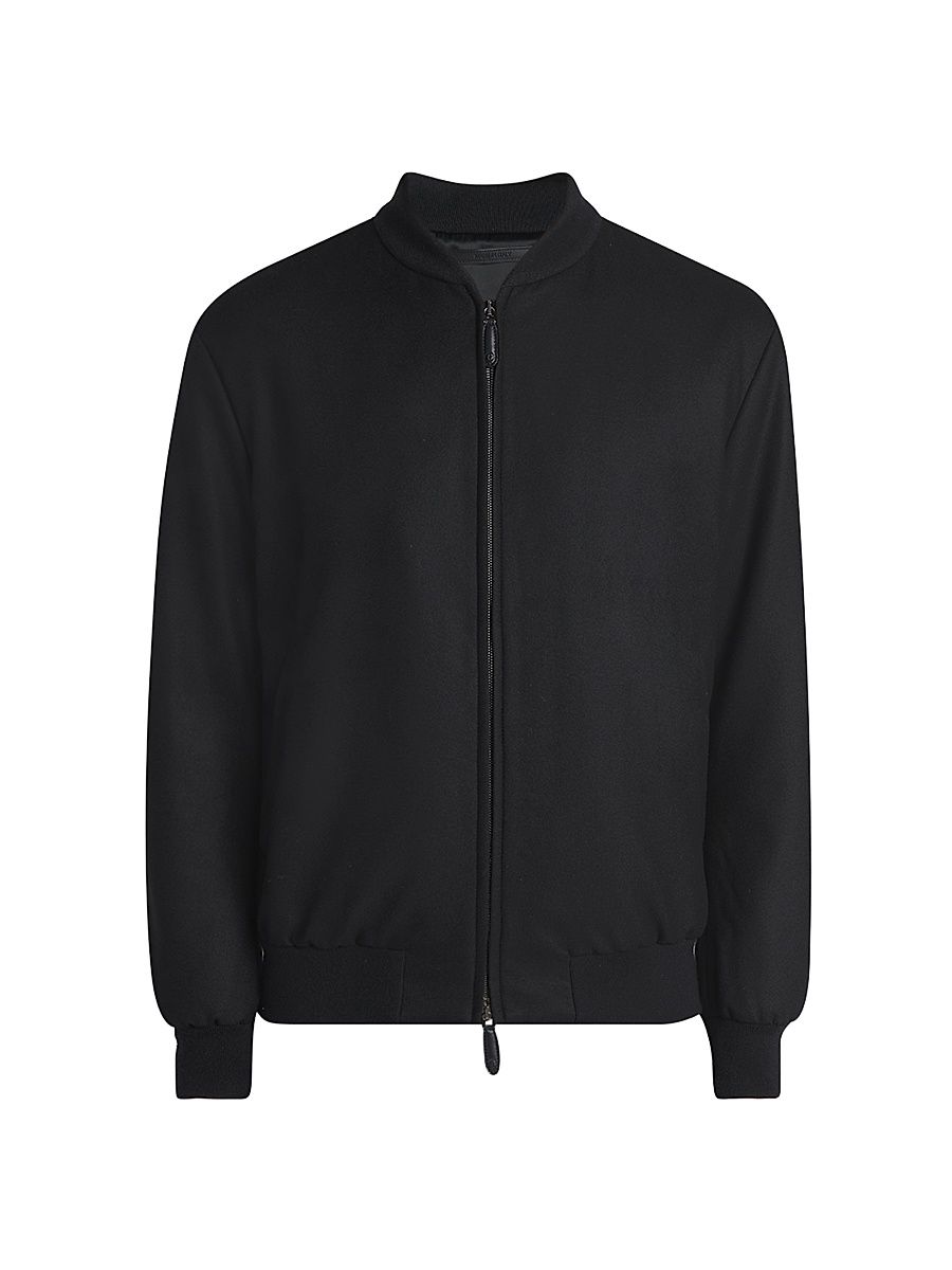 Men's Cashmere Zip-Up Bomber Jacket - Nero Lucid - Size 42