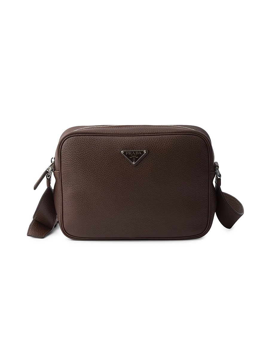 Men's Leather Shoulder Bag - Brown