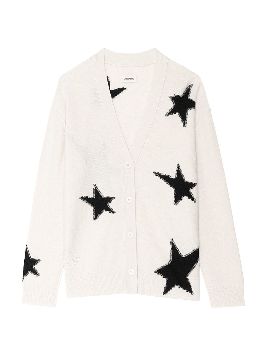 Women's Mirkaz Stars Cashmere Cardigan - Ecru - Size Medium