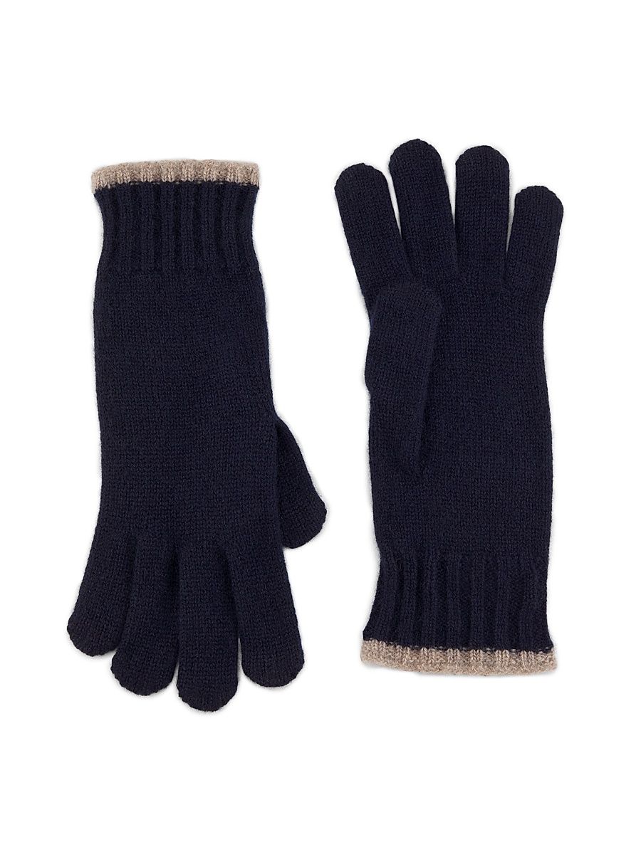 Men's Tipped Cashmere Tech Touch Gloves - Navy Camel - Size Large